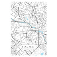 Mapa Bucuresti white, 26.7 × 40 cm