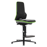 bimos Pracovní otočná židle NEON, patky, stupínek pro nohy, permanentní kontakt, PU pěna, zelený