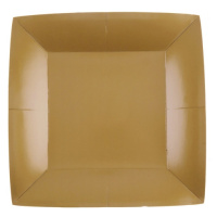 Santex Papierové taniere štvorcové - jednofarebné 18 x 18 cm Barva: Zlatá