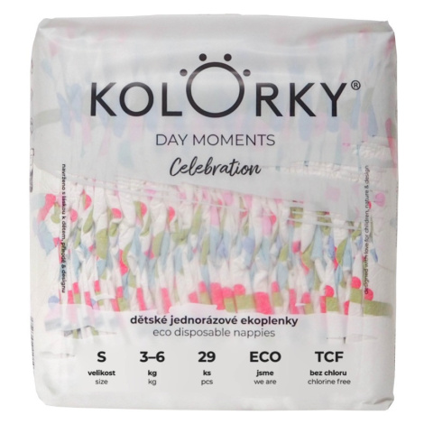 KOLORKY DAY MOMENTS Celebration vel. S 3-6 kg jednorázové eko plenky 29 ks