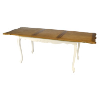Estila Luxusní provence dřevěný bílo-hnědý rozkládací stůl Preciosa z masivního mahagonového dře