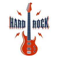 Ilustrace Hard Rock emblem with electric guitar, Sylverarts, 30 × 40 cm