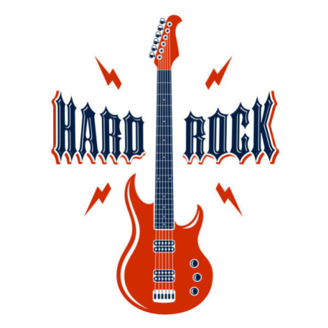 Ilustrace Hard Rock emblem with electric guitar, Sylverarts, 30 × 40 cm