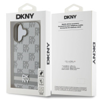 Zadní kryt DKNY PU Leather Checkered Pattern and Stripe pro Apple iPhone 16, béžová