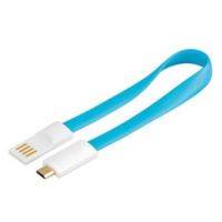 PremiumCord Kabel micro USB 2.0, A-B 0,2m magnetický, barva modrá Modrá