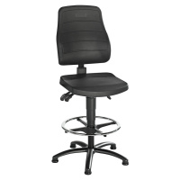 eurokraft pro Pracovní otočná židle, PU pěna, s podlahovými patkami a nožním kruhem