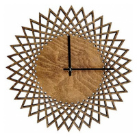 AMADEA Dřevěné hodiny nástěnné ve tvaru slunce tmavé, masivní dřevo, průměr 30 cm
