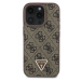 Guess PU 4G Strass Triangle Metal Logo kryt pro iPhone 16 Pro Max hnědý