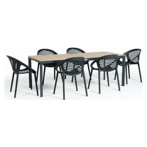Zahradní jídelní set pro 6 osob s černou židlí Joanna a stolem Thor, 210 x 90 cm Bonami