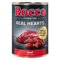 Výhodné balení: Rocco Real Hearts 24 x 400 g - hovězí s celými kuřecími srdci