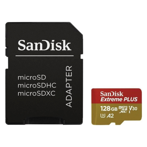 SanDisk micro SDXC karta 128GB Extreme PLUS (200 MB/s Class 10, UHS-I U3 V30) + adaptér