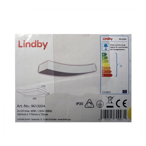 Lindby Lindby - Nástěnné svítidlo LEANDER 2xG9/20W/230V