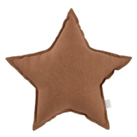 Cotton & Sweets Mini lněný polštář hvězda čokoládová 36 cm