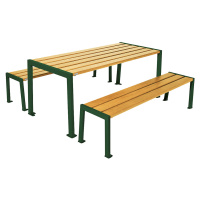 PROCITY Sestava stolu a laviček Silaos®, délka 1800 mm, zelená / světlý dub