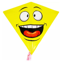 Drak žlutý létající smajlík 68x73cm smějící se plastový