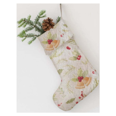 Látková vánoční punčocha Christmas Print Natural – Linen Tales