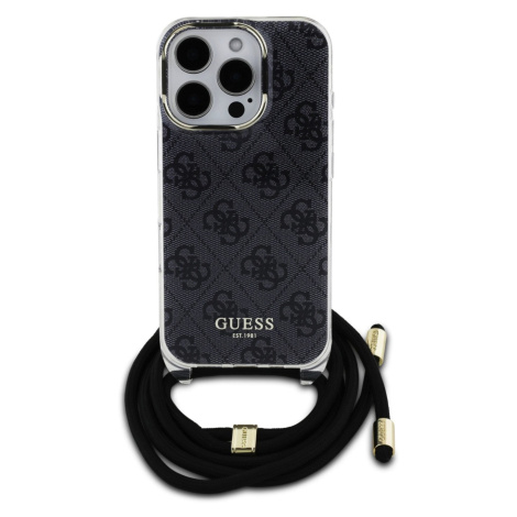 Zadní kryt Guess IML 4G Printed Crossbody popruh pro Apple iPhone 16 Pro Max, černá