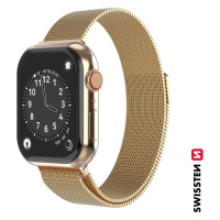 Kovový řemínek Swissten Milánský tah pro Apple Watch 38-40 mm, zlatá
