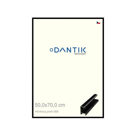 DANTIK rámeček 50 × 70, ALU profil 7269 Černý lesklý plexi čiré