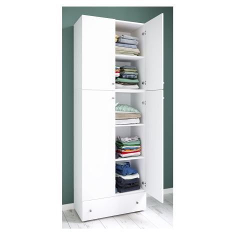 VCM Šatní skříň Lona XXL s otočnými dveřmi se zásuvkou, bílá