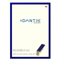 DANTIK rámeček 42 × 59,4, PERLA modrý lesklý vysoký plexi čiré