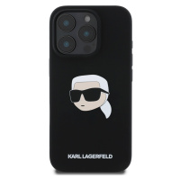 Zadní kryt Karl Lagerfeld Liquid Silicone Karl Head MagSafe pro Apple iPhone 16 Pro Max, černá