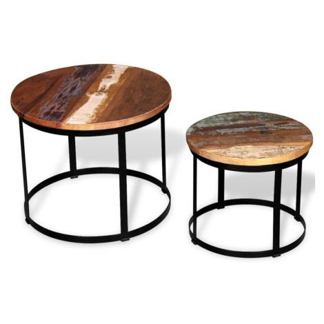 vidaXL 2 konferenční stolky masivní recyklované dřevo kulaté 40cm/50cm