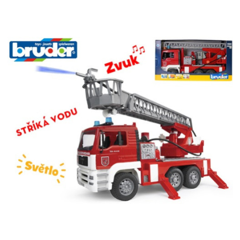 MIKRO TRADING - Bruder hasičský vůz MAN 47cm volný chod na baterie se světlem, zvukem, stříkajíc