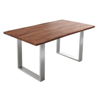 DELIFE Jídelní stůl Edge 160 × 90 cm hnědá akácie nerezová ocel úzká