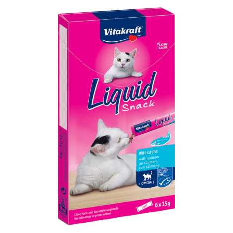 Vitakraft Cat Liquid-snack s lososem + omega 3 - Výhodné balení: 48 x 15 g