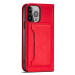 Magnet Card Case elegantní knížkové pouzdro s venkovní kapsou na iPhone 13 Pro MAX 6.7" Red