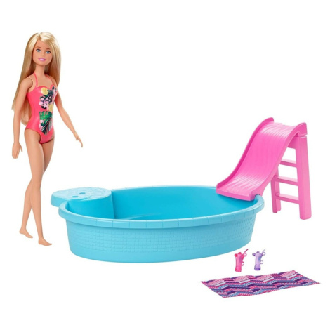 Mattel barbie panenka blondýnka a bazén se skluzavkou, ghl91