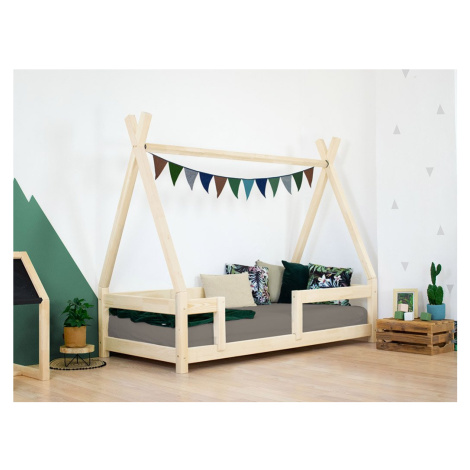 Benlemi Dětská dřevěná postel NAKANA ve tvaru teepee s bočnicí Zvolte barvu: Tmavě šedá, Zvolte 