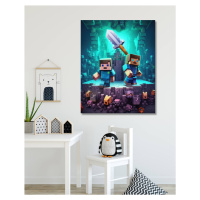 Obrazy na stěnu - Strážci pokladu Minecraftu Rozměr: 80x100 cm, Rámování: bez rámu a bez vypnutí