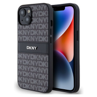 DKNY PU Leather Repeat Pattern Tonal Stripe kryt iPhone 14 černý