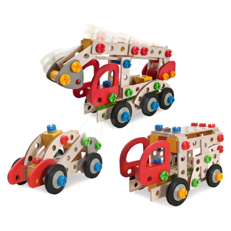 Dřevěná stavebnice požárník Constructor Fire Truck Eichhorn tři modely (požárník, sanitka, polic
