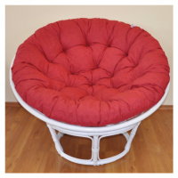 Papasan LUISA — ratan, látka, ⌀110 cm, bílá / více barev Vínový melír