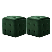 Taburety 2 ks zelené 30 × 30 × 30 cm sametová látka