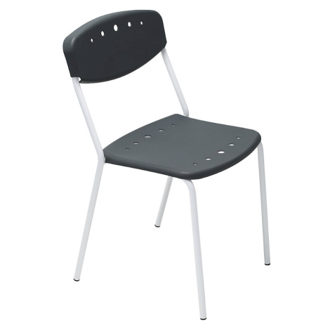 Stohovací židle PENNY, bal.j. 4 kusy, bílý podstavec, tmavě šedá