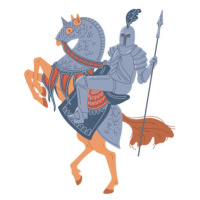 Ilustrace Vector isolated illustration of medieval knight, sabelskaya, 40 × 40 cm