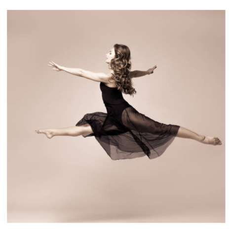 Plakát, Obraz - Ballet dancer woman black dress. Studio shot., utkamandarinka, 40 × 40 cm