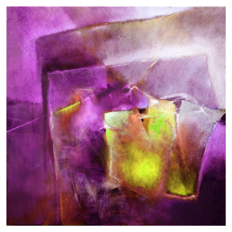 Ilustrace another moment on another day - yellow and purple, Annette Schmucker, (40 x 40 cm)