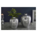 Estila Designový set dvou váz Mumbai v orientálním stylu z kovu stříbrné barvy s kladívkovým vzo