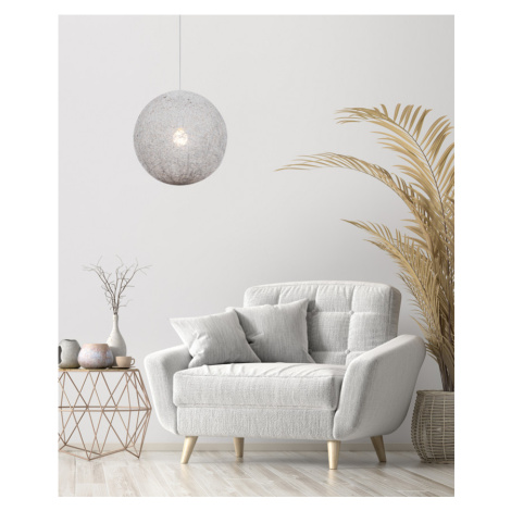 Závěsná lampa bílá koule z lana na kabelu 60W Caruba CANDELLUX