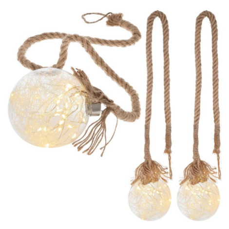 Světelná koule na laně, 20 LED, teple bílá, 73 cm, 3 ks