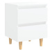 SHUMEE Noční stolek s nohami z masivní borovice bílý 40 × 35 × 50 cm, 805851