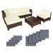 tectake 403742 zahradní ratanový nábytek s hliníkovým rámem vč. povlaků ve 2 barvách - šedá - še