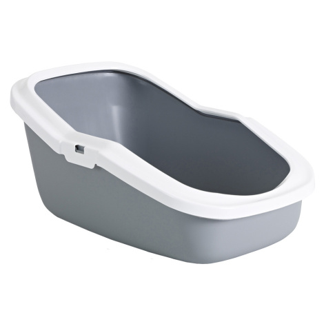 Savic kočičí toaleta Aseo s vysokým okrajem, šedá /bílá - Rozměry: D 56 x Š 39 x V 27,5 cm