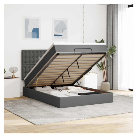 vidaXL Osmanský rám postele s matrací tmavě šedá 140x190cm textil