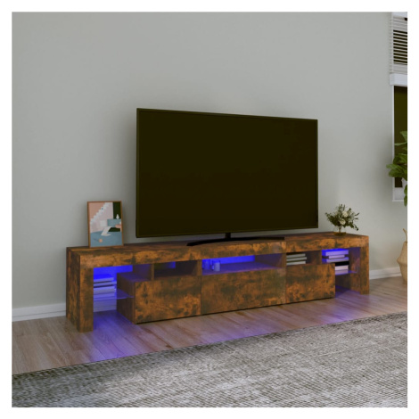 vidaXL TV skříňka s LED osvětlením kouřový dub 200x36,5x40 cm